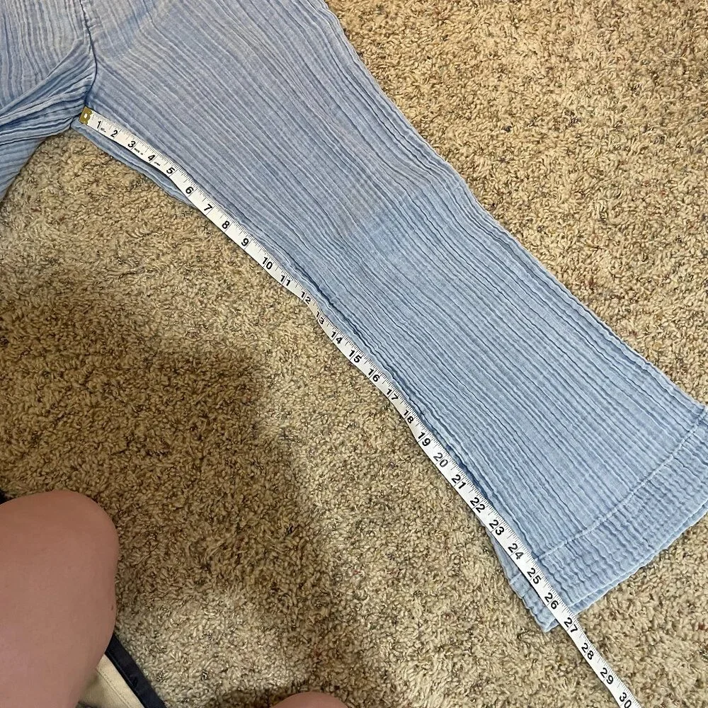 Faherty Dream Cotton Gauze Wide Leg Pant Light Indigo Wash - Picture 15 of 15